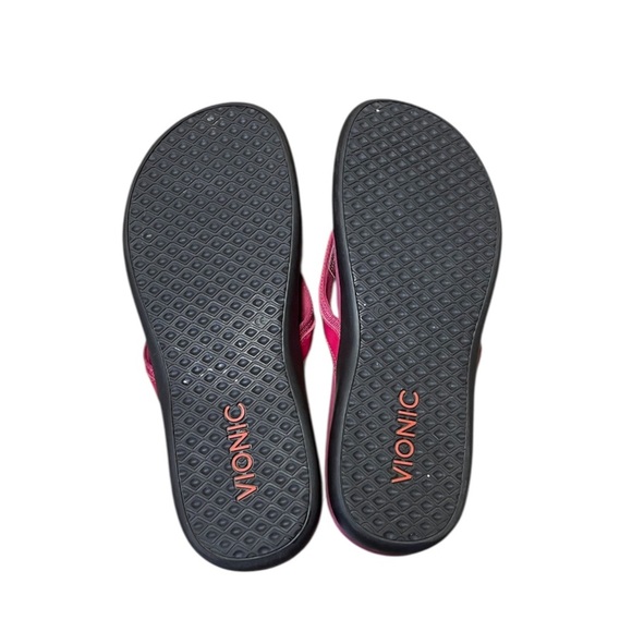 Vionic Tide II Leather Orthotic Sandals Pink Raspberry Patent Women 11 Flip Flop - Picture 5 of 10
